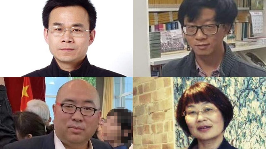 A graphic of four photos of Chinese individuals, including three men and one woman.