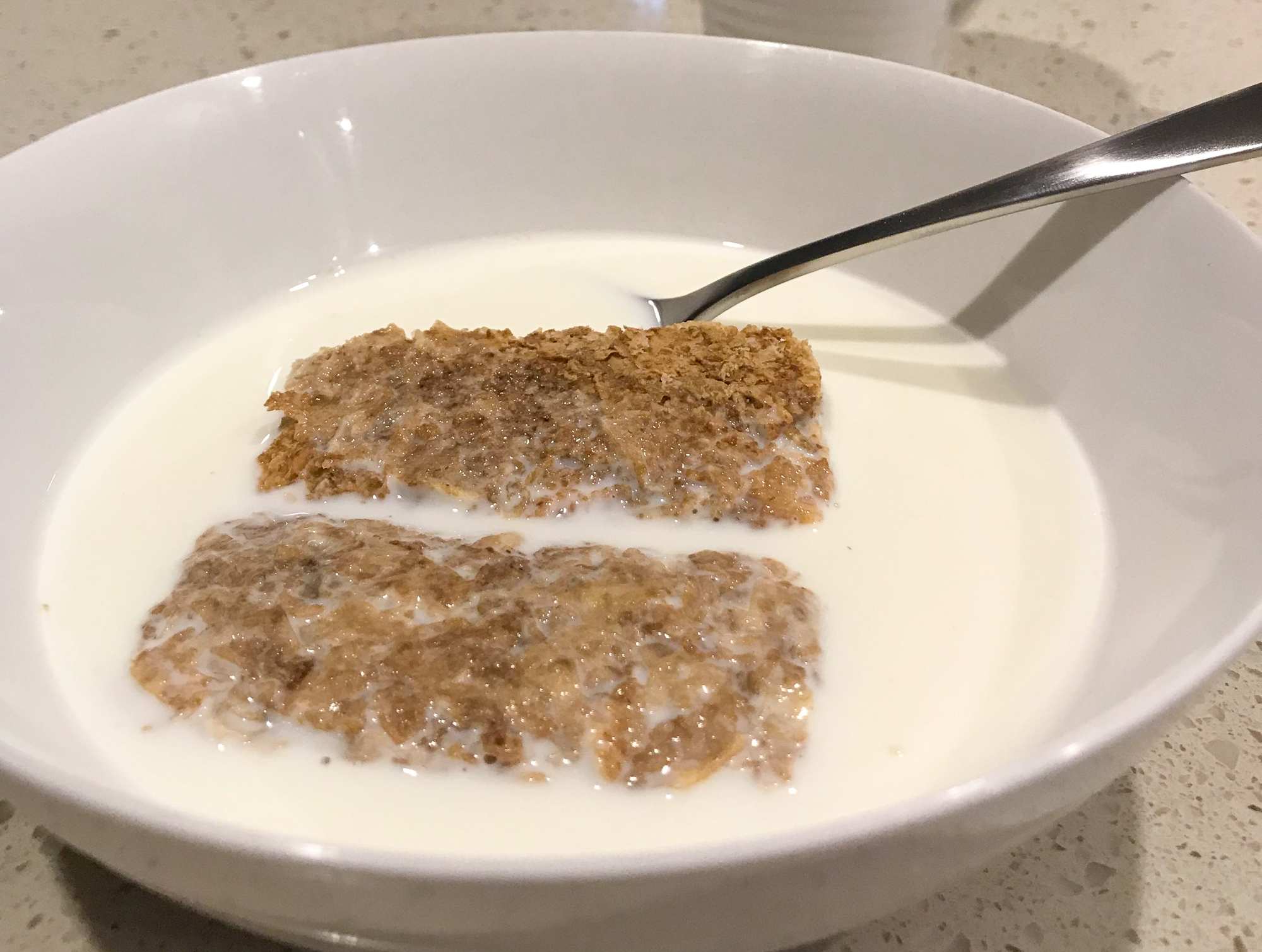 Weet-bix in a bowel of milk