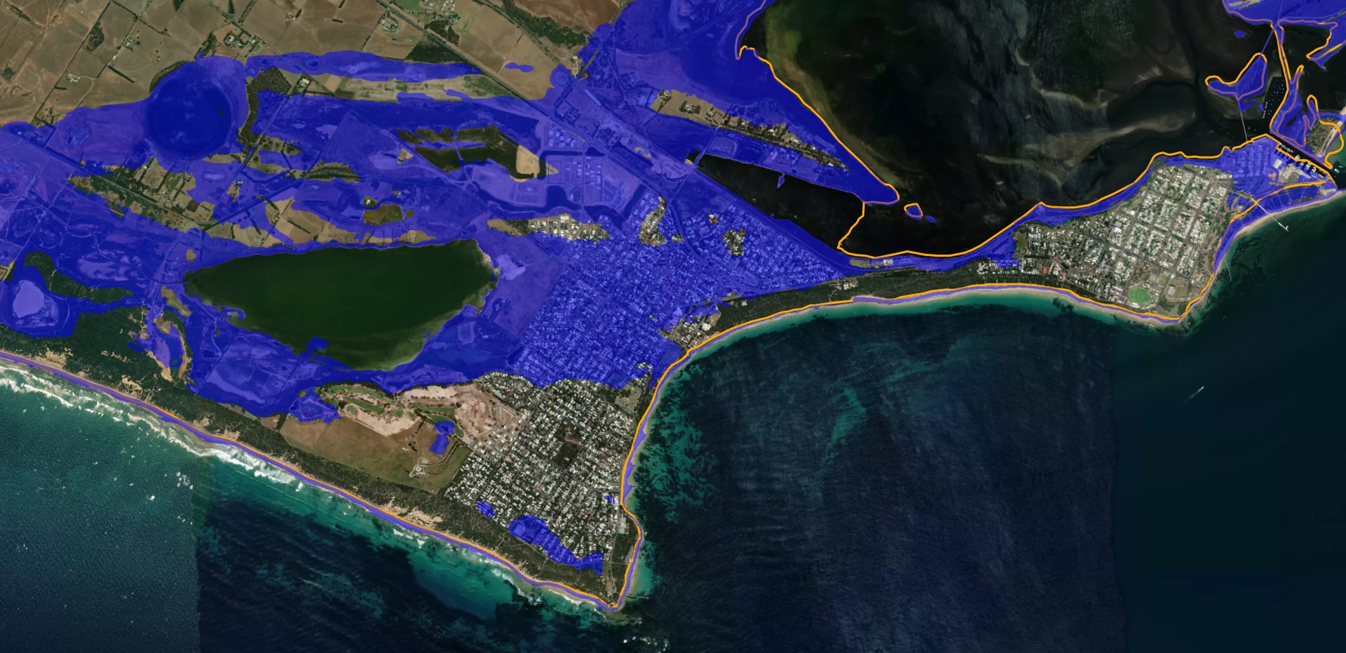 Victorian government flood mapping show ocean levels during a storm surge at Point Lonsdale with a predicted 82cm sea level rise.