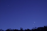 Three planets close together shine in the Tasmanian sky.