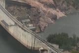 A dam photographed from above.