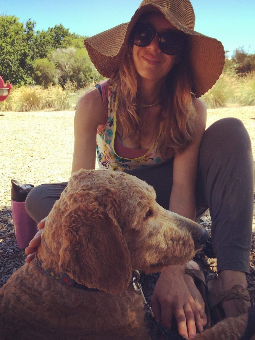 Hannah with a dog