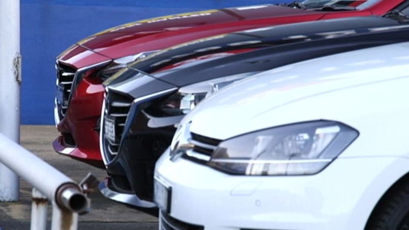 cars in a dealership 