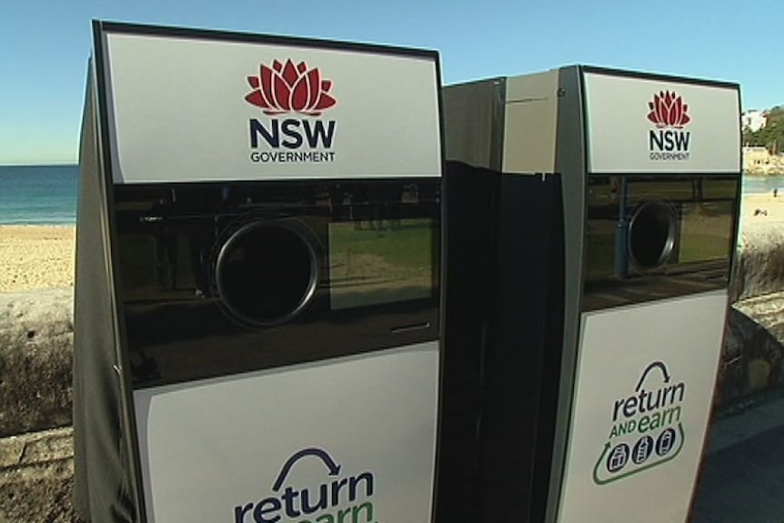 New container recycling machines on display at Coogee in Sydney's east.