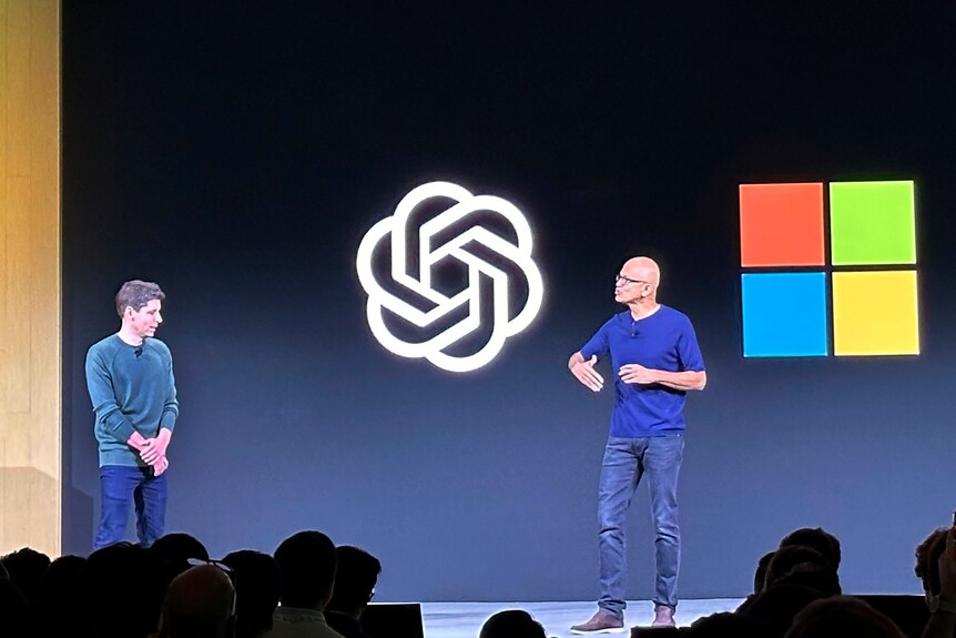 Two tech leaders on stage 