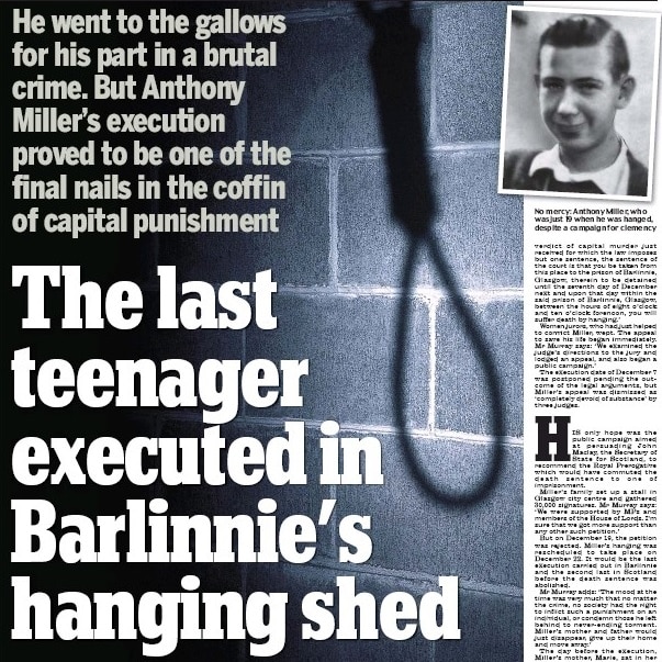 A newspaper clipping about the execution on Anthony Miller.