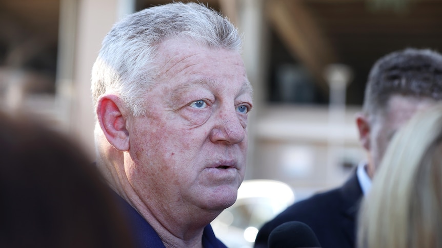 Phil Gould speaks to the media outside Canterbury Bulldogs NRL training.