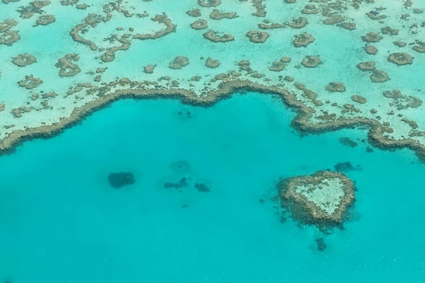 Heart reef - only 17 metres in diameter - seen from the air in a scenic flight.