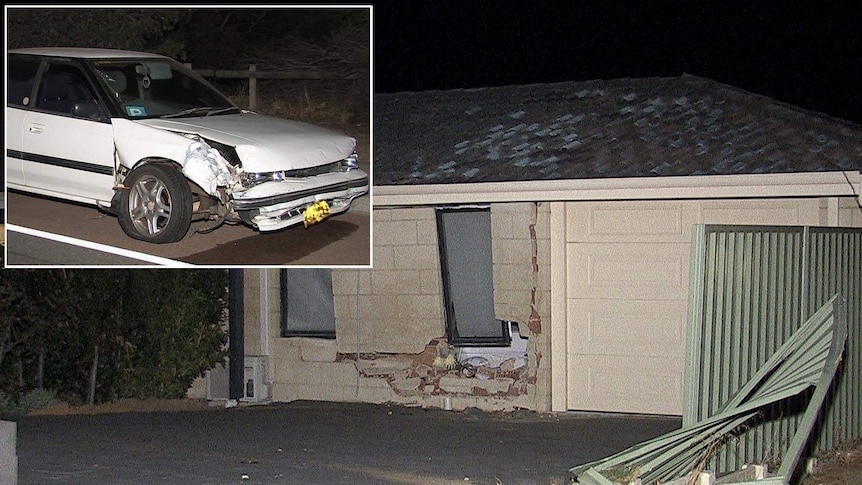 Damaged car whose driver allegedly smashed into Duncraig house