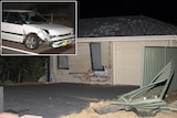 The P plate driver's car had its front end smashed after allegedly hitting a bedroom at a Duncraig house