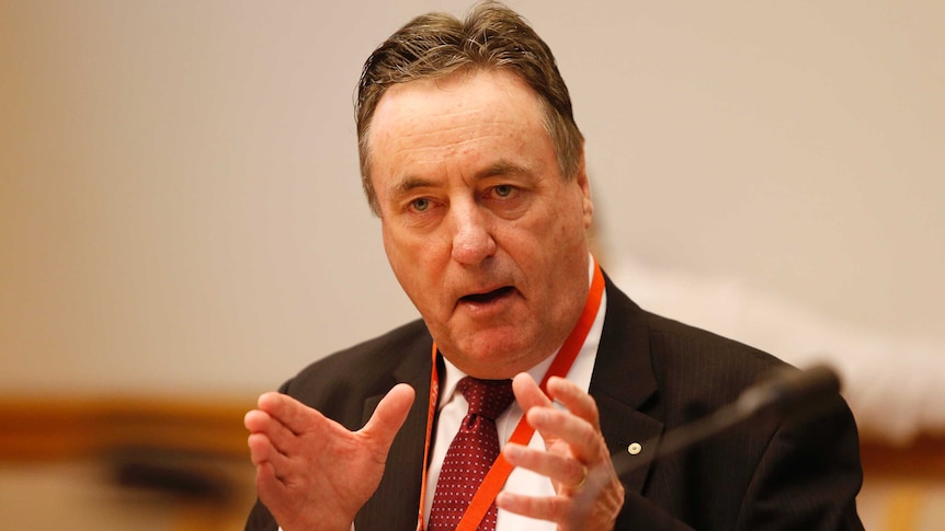 Michael Keelty addresses a federal parliamentary committee investigation into lost WA Senate ballots at Parliament House.