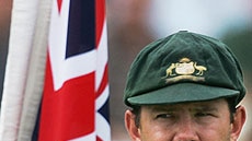 Ricky Ponting looks on during the national anthem in Perth