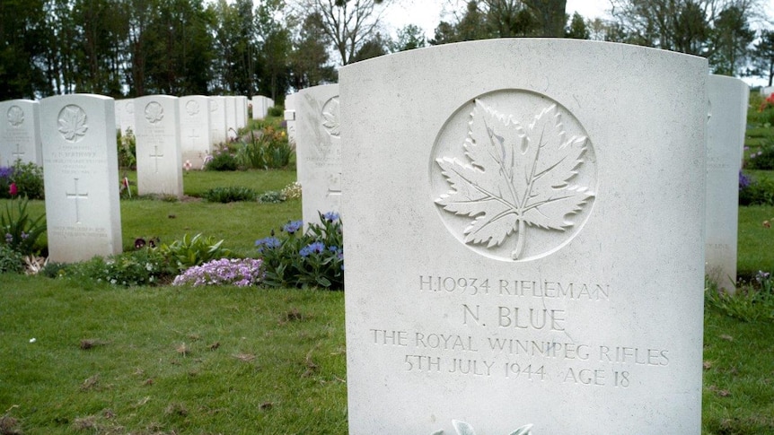 The grave of a Canadian soldier killed in the Battle or Normandy, aged 18.