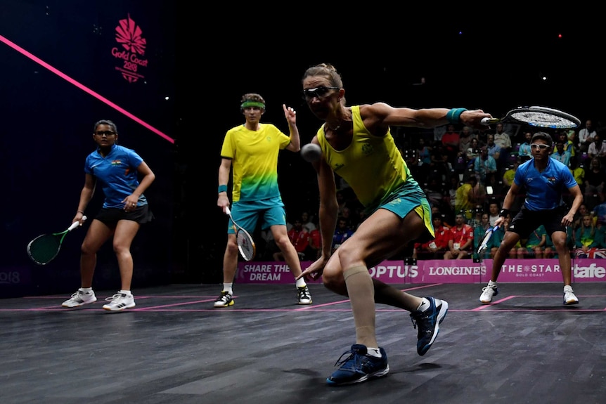 play India in squash mixed doubles gold medal match.