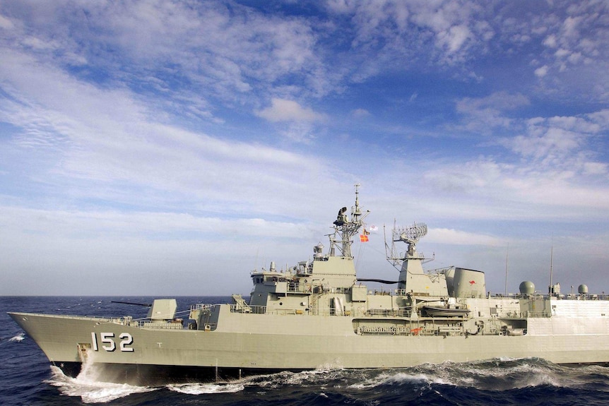 The Australian Navy Anzac class frigate, HMAS Warramunga.
