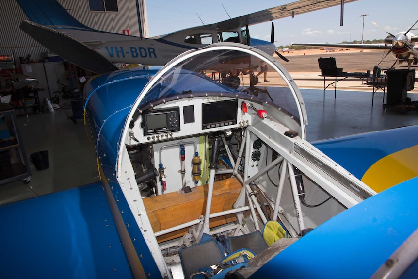 The cockpit of David Foord's aerobatic plane.