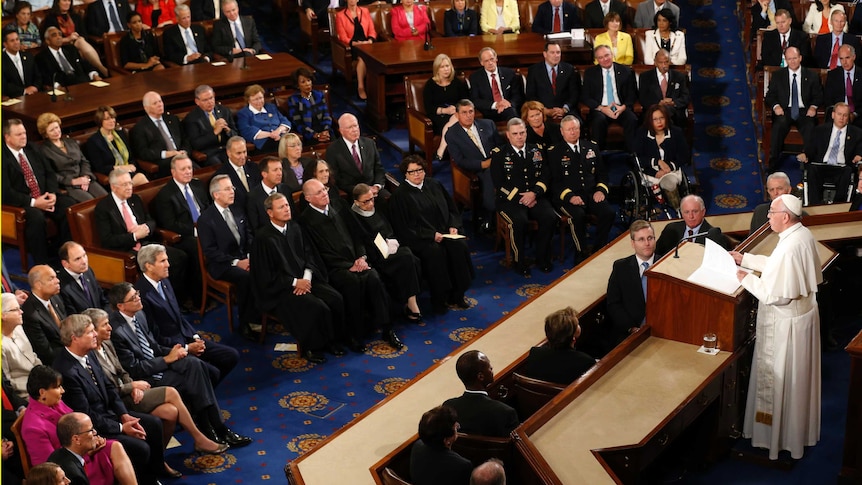 Pope Francis addresses the US Congress