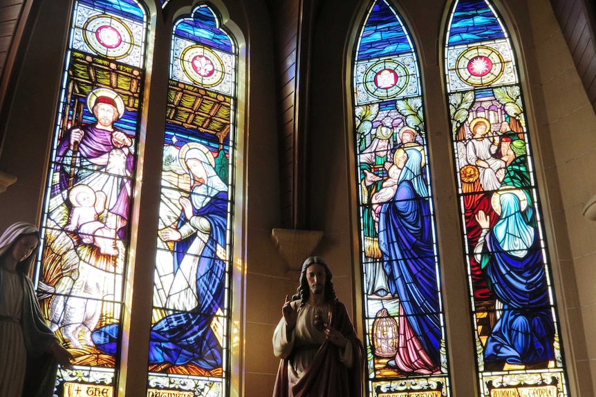 Stained glass windows at St Joseph's Catholic Cathedral in Rockhampton
