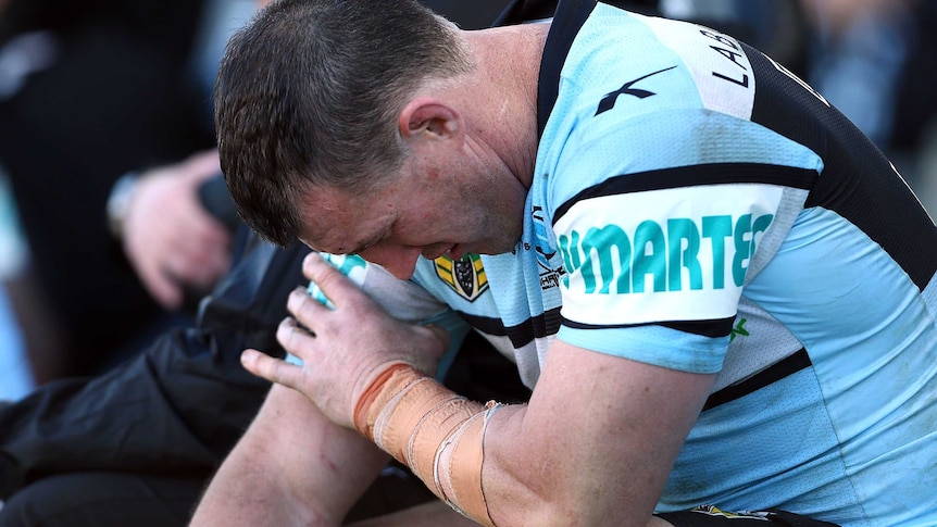 Paul Gallen reacts to a Cronulla loss