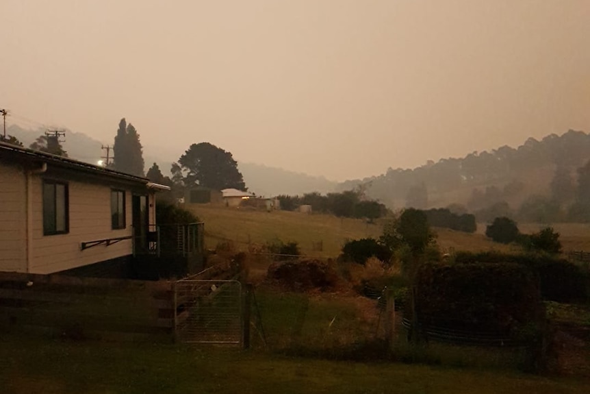 Smoke haze over Dover, southern Tasmania, January 2019.