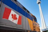 A Via Rail train waits to leave Union Station.