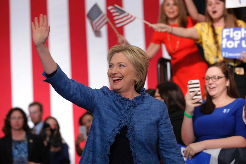 Smiling Hillary Clinton after primary victories