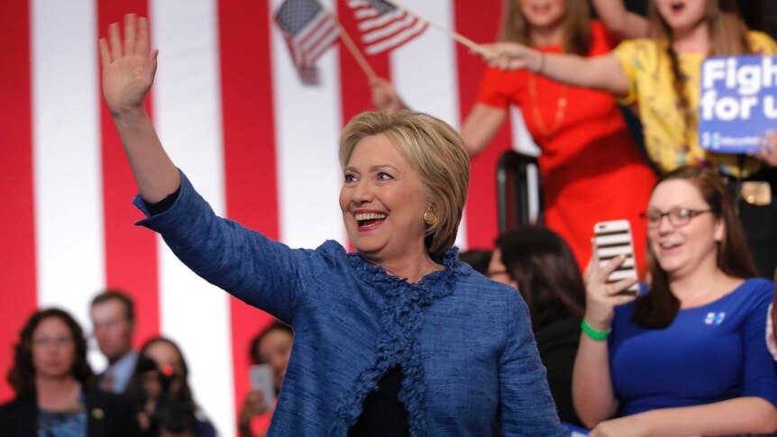 Smiling Hillary Clinton after primary victories