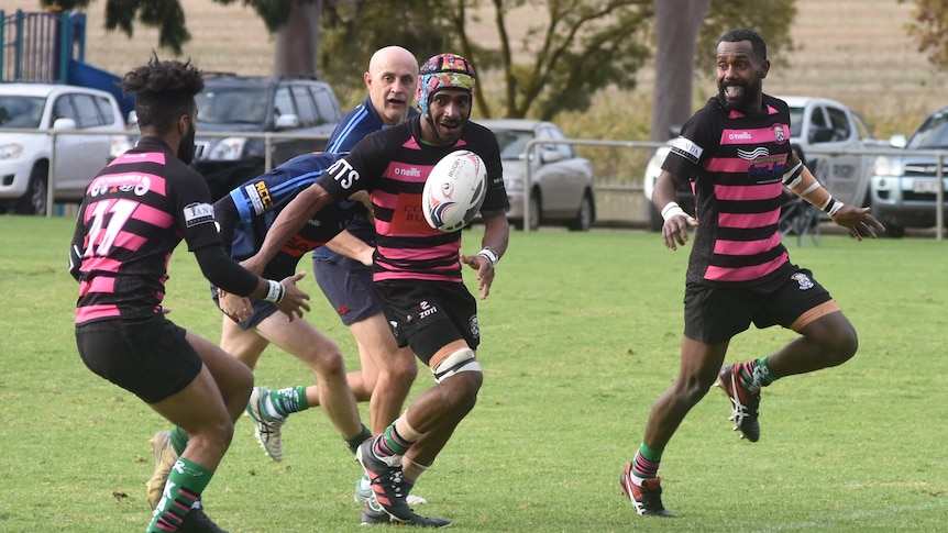 a rugby match being played