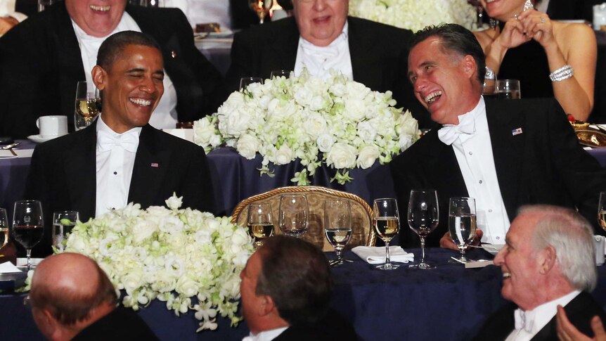 Obama and Romney share a laugh