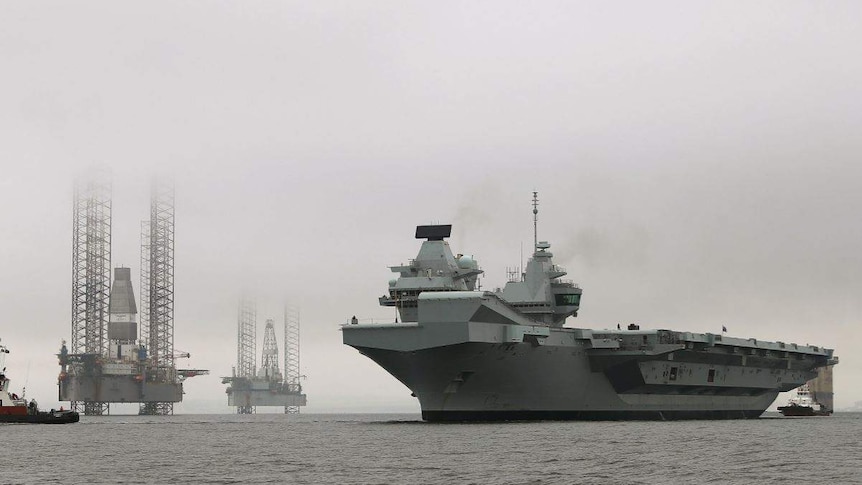 HMS Queen Elizabeth at sea.