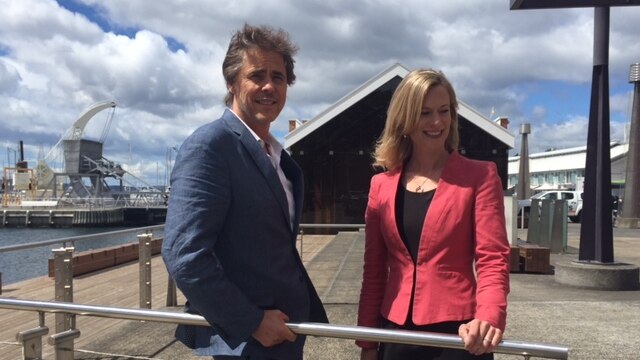 Tim Freedman from the band The Whitlams with Labor leader Rebecca White
