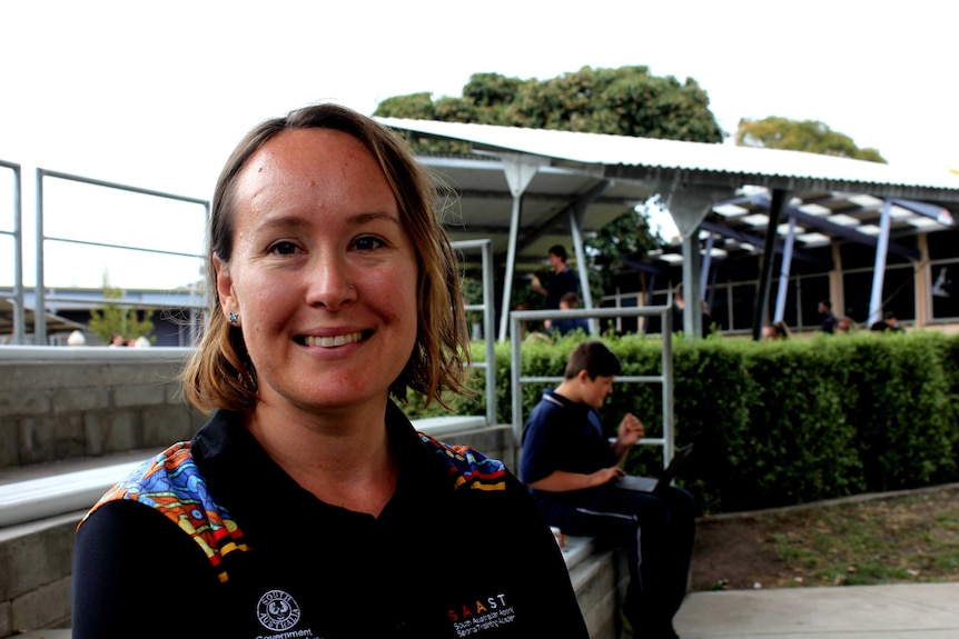 Sarah McCarthy in the grounds of Mount Gambier High School.