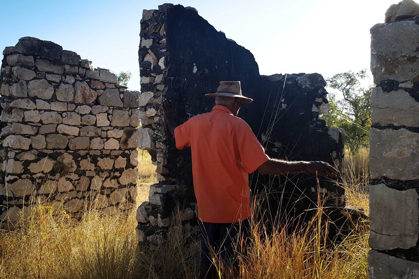 Dillon Andrews walks through the ruins of Lillimooloora Police Station where Jandamarra and William Richardson worked together.