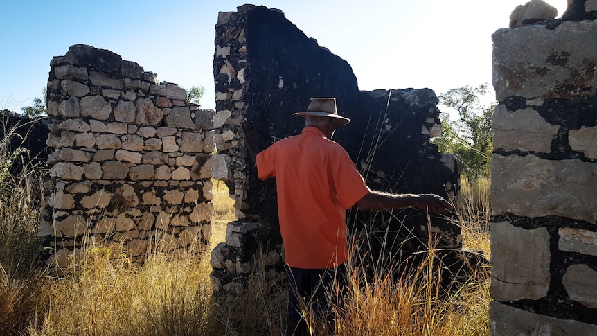 Dillon Andrews walks through the ruins of Lillimooloora Police Station where Jandamarra and William Richardson worked together.