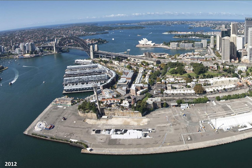 A picture of Barangaroo in Sydney before construction finished.