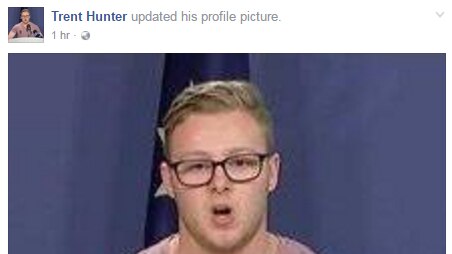 Labor supporter Trent Hunter's Facebook profile of him speaking at a press conference.