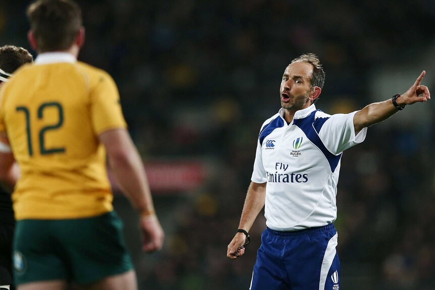 Referee Romain Poite during a Bledisloe Cup match in Wellington