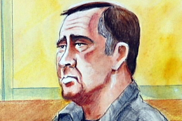 Court sketch of unlicensed driver Cameron Poulter