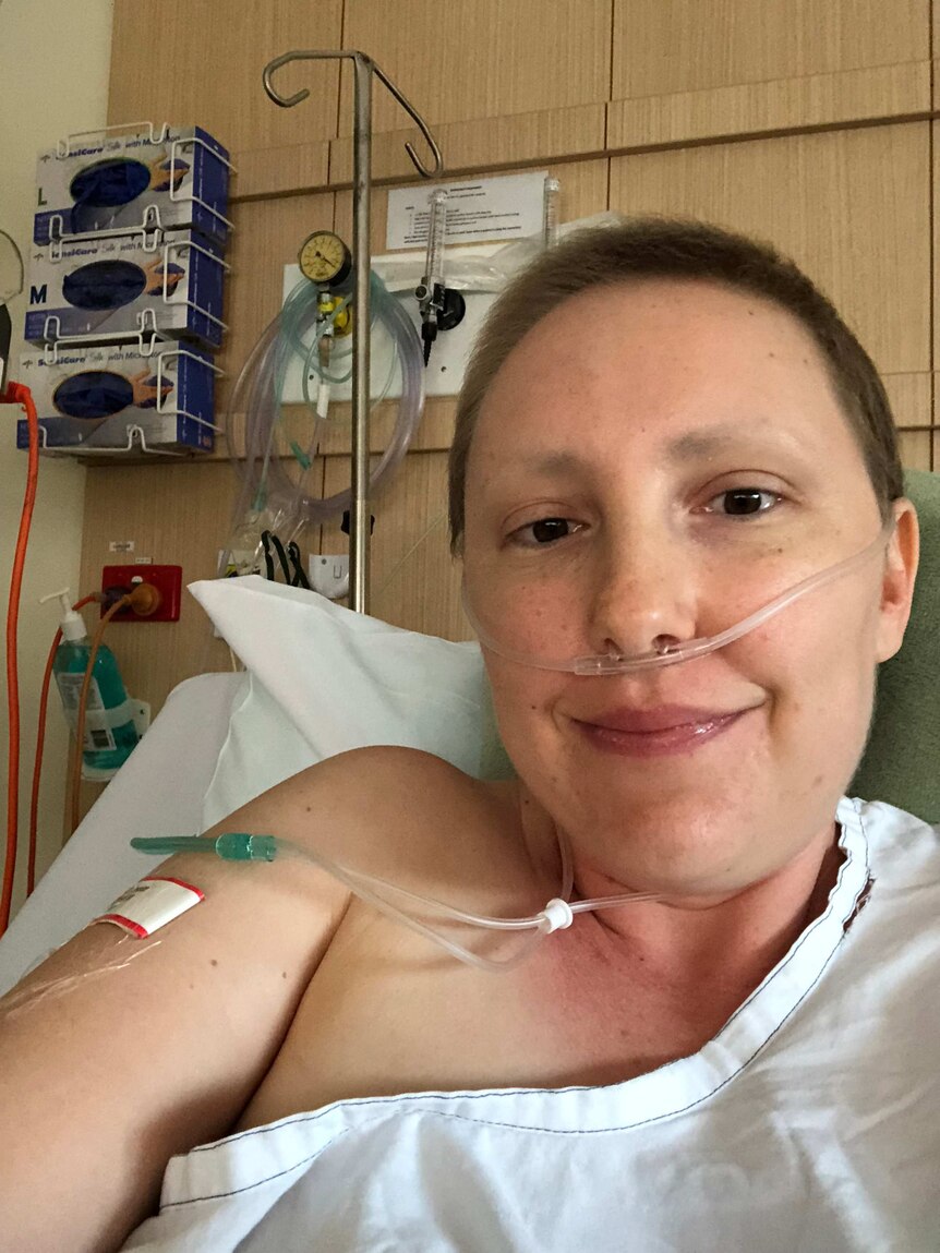Jess Braude having chemotherapy