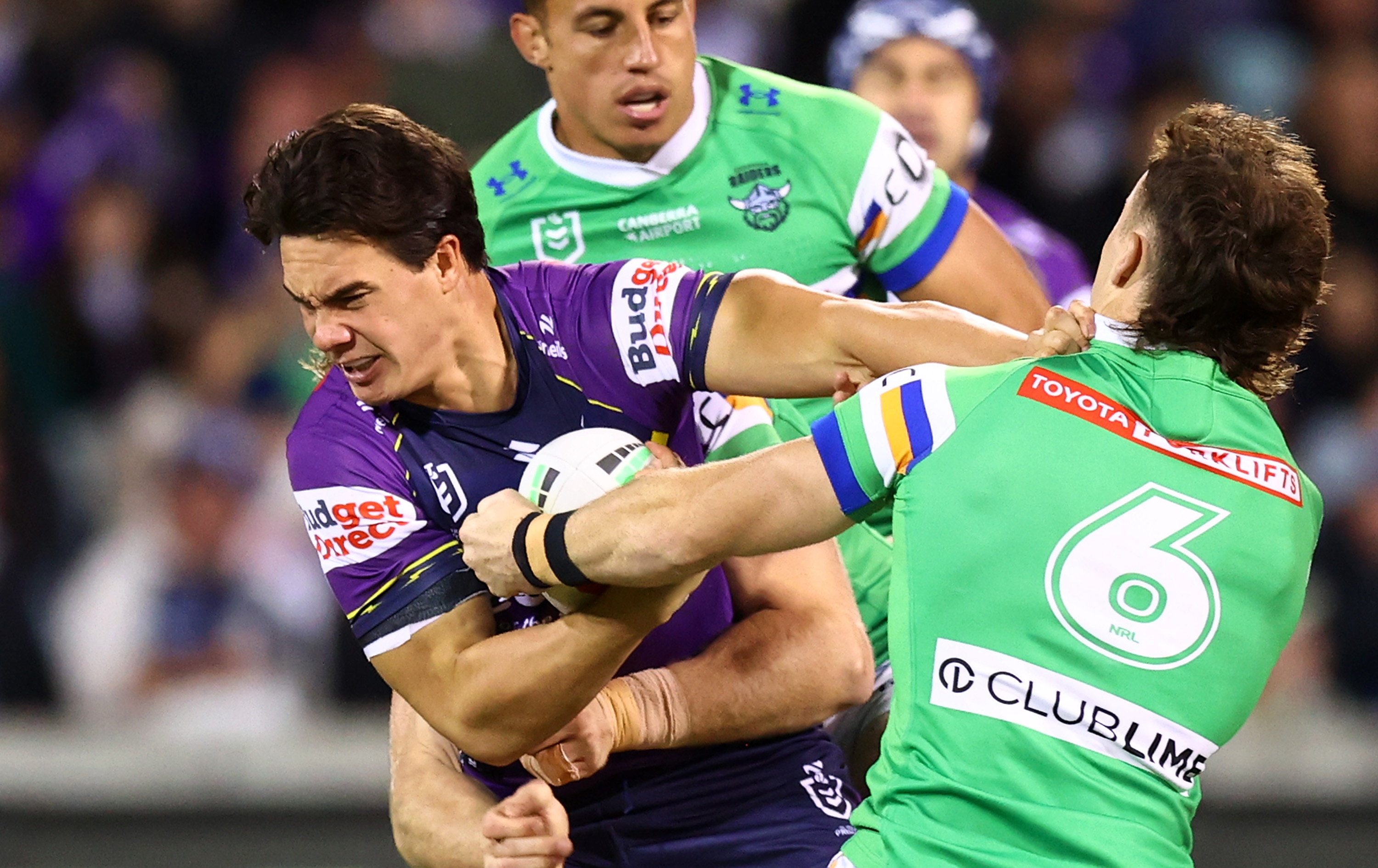 Live: Storm hit back after red-hot Raiders start in Canberra