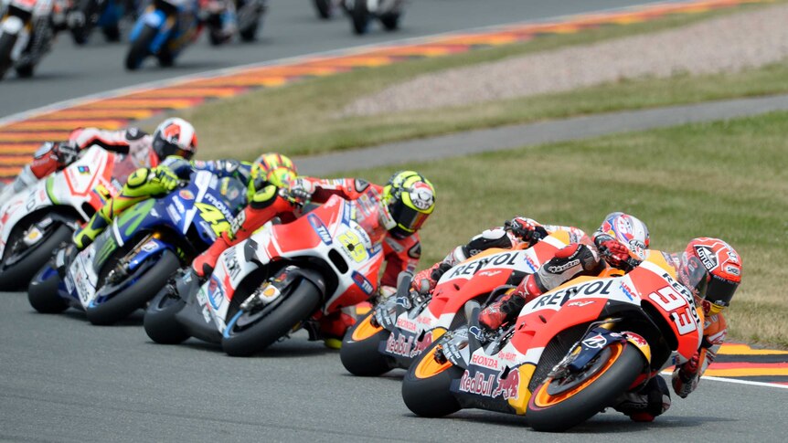 Marc Marquez leads the pack at German MotoGP
