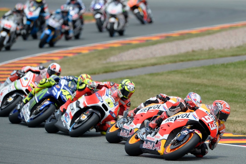 Marc Marquez leads the pack at German MotoGP
