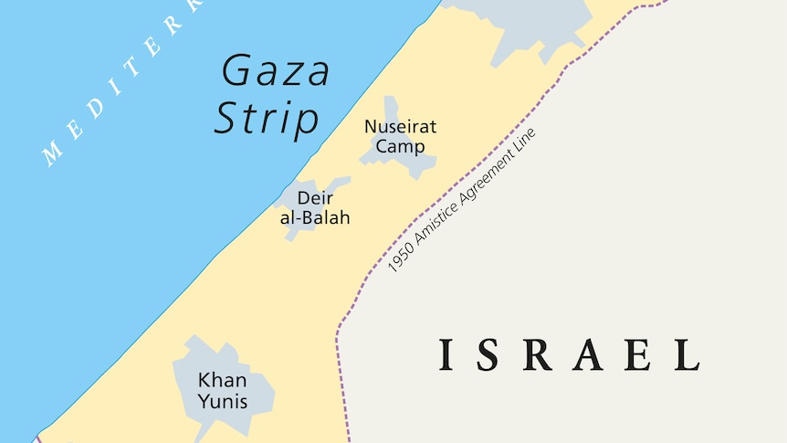 map of the Gaza Stip including the main cities