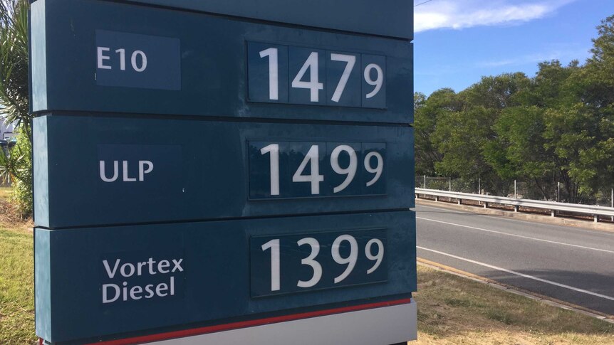 A petrol board in Brisbane shows that prices in Brisbane have soared to almost $1.50 per litre.