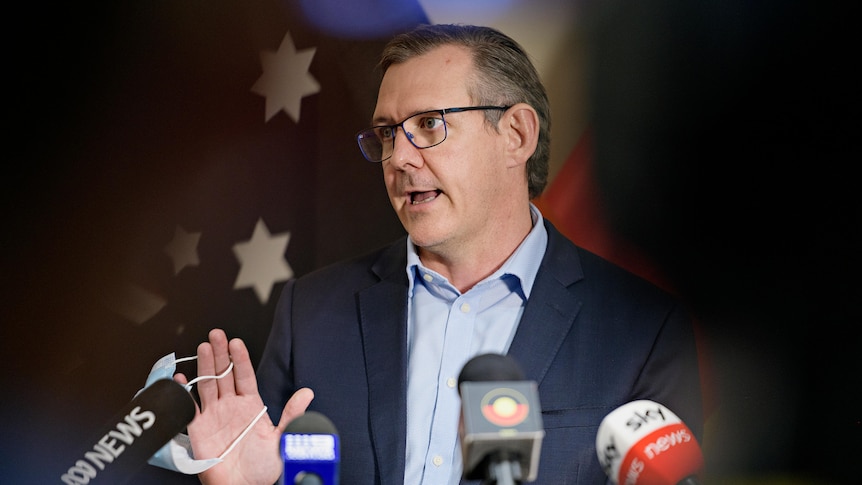 NT Chief Minister Michael Gunner talking at a press conference