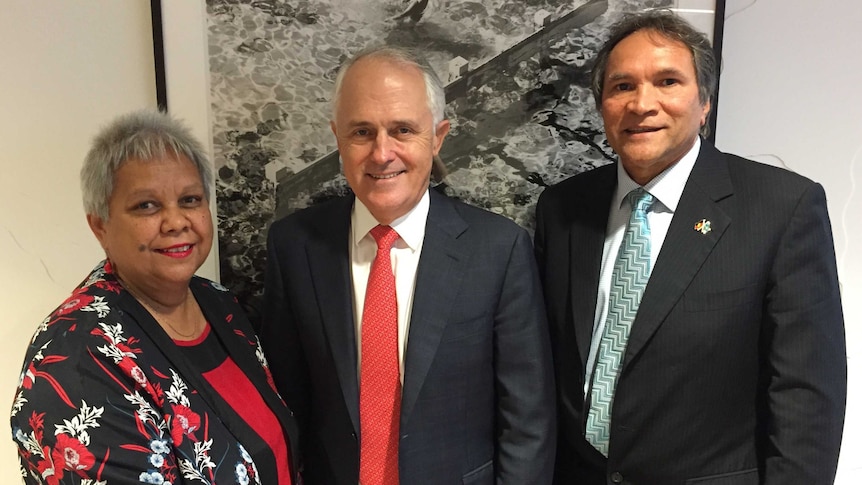 Jackie Huggins, Malcolm Turnbull and Rod Little