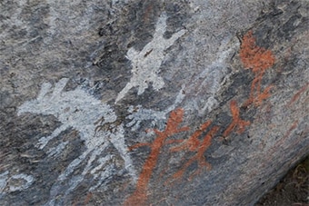 Rock art at Yankee Hat in Namadgi National Park, one of the best known Indigenous sites in Canberra.