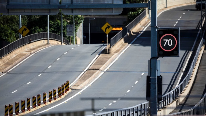 The Cahill Expressway in Sydney, usually busy, empty in lockdown