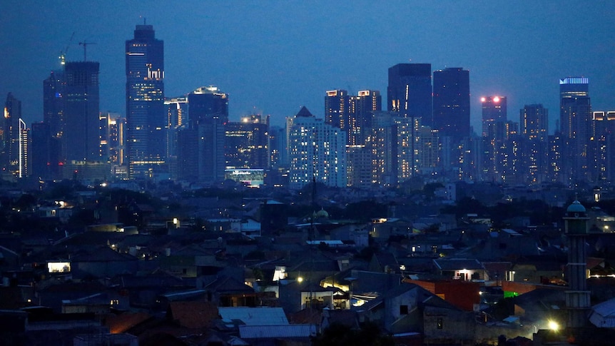 Jakarta's city skyline at dusk