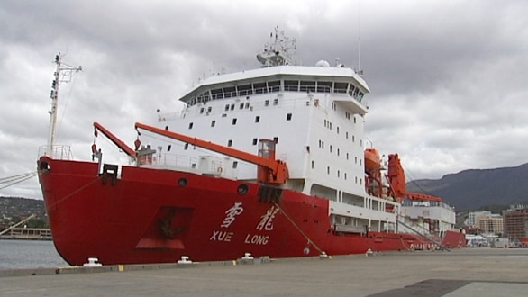 Chinese ship Xue Long docked in Hobart en route to Antarctica in 2013